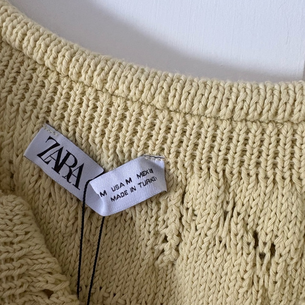 Zara Yellow Off-Shoulder Knit Top - Picture 5 of 6